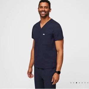 Figs Chisec Three Pocket Scrub Top Night Sky Grey Blue Size Medium